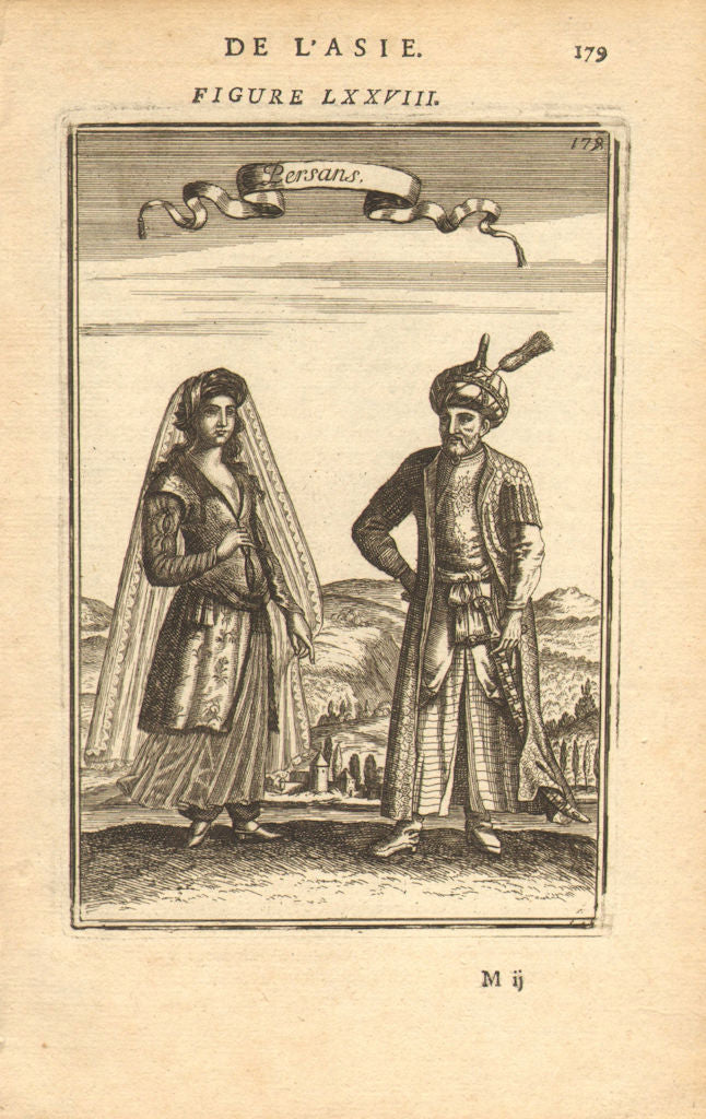 PERSIA (IRAN) COSTUME. Persian man & woman in 17C dress. 'Persans'. MALLET 1683